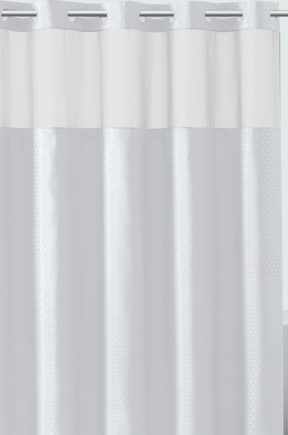 Hookless Basketweave Shower Curtain - White