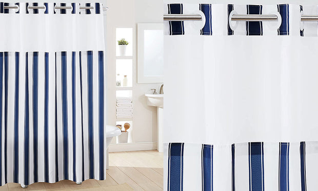 Hookless Stripes Shower Curtain - Navy