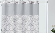 Hookless French Damask Shower Curtain - Aqua/Grey